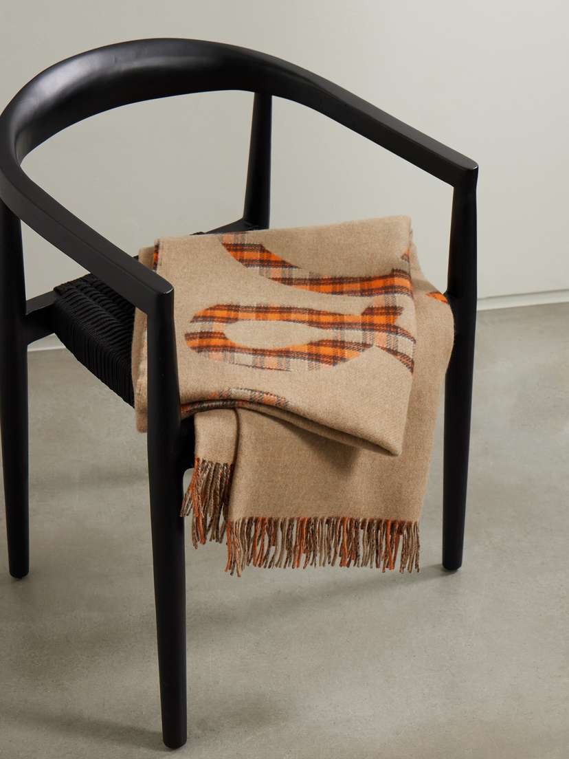 Loewe Fringed Jacquard-knit Wool And Cashmere-blend Blanket