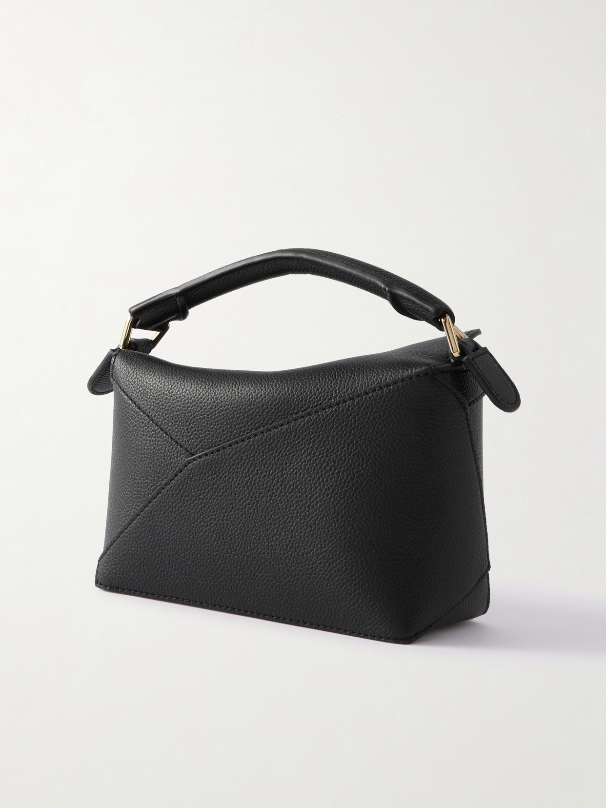 Loewe Puzzle Edge Mini Textured-leather Shoulder Bag In Black