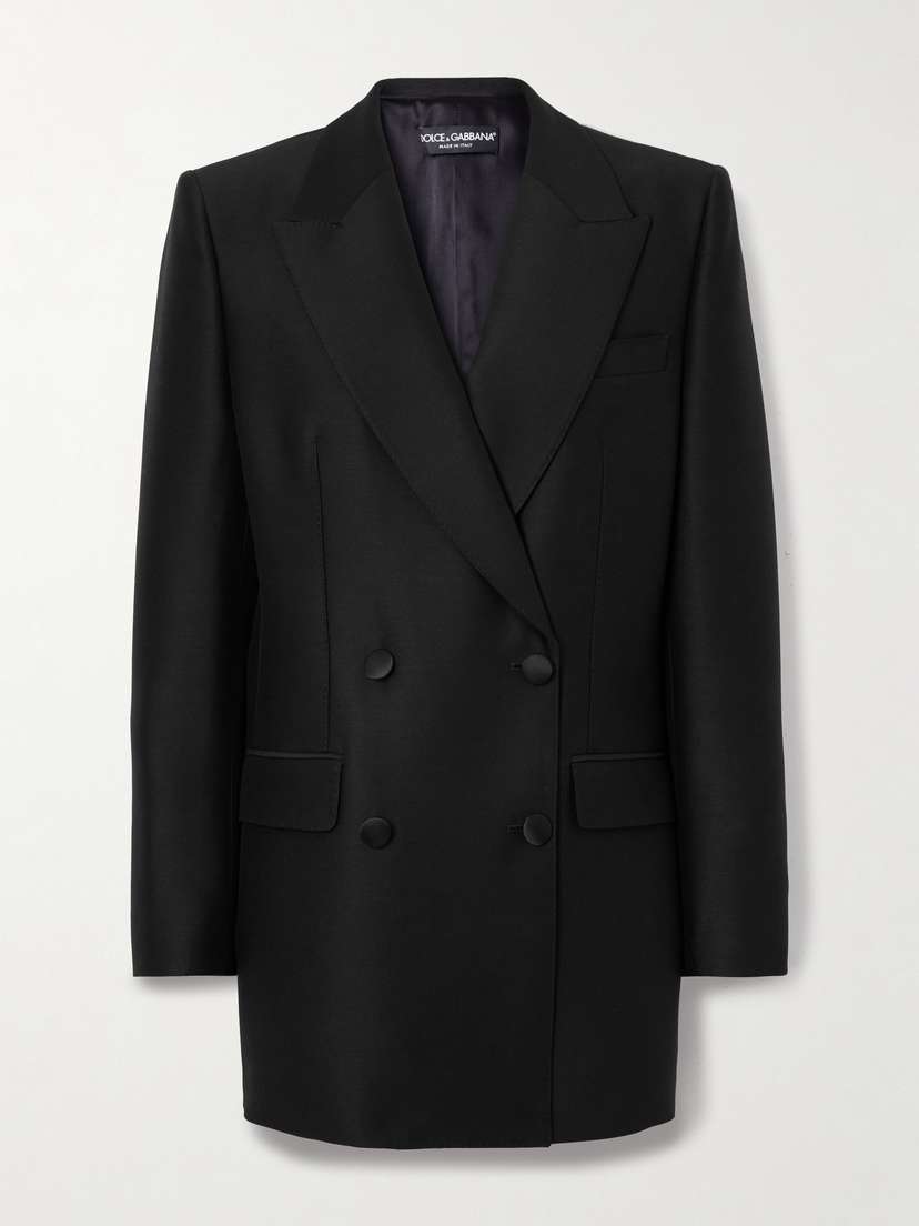 Dolce & Gabbana Double-breasted Wool And Silk-blend Satin Blazer