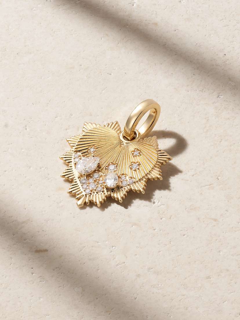 Foundrae Heart Love Token Medium Medallion 18-karat Gold Diamond Pendant