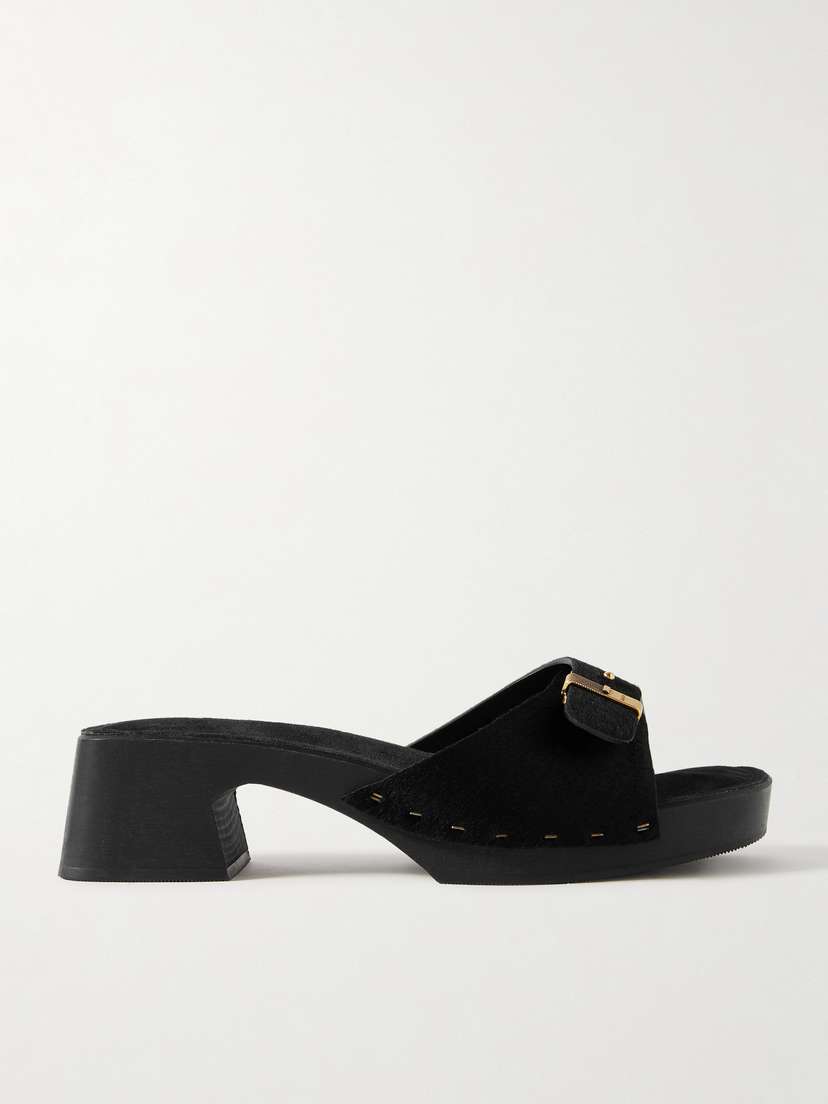 Khaite Britt Buckled Calf Hair Mules