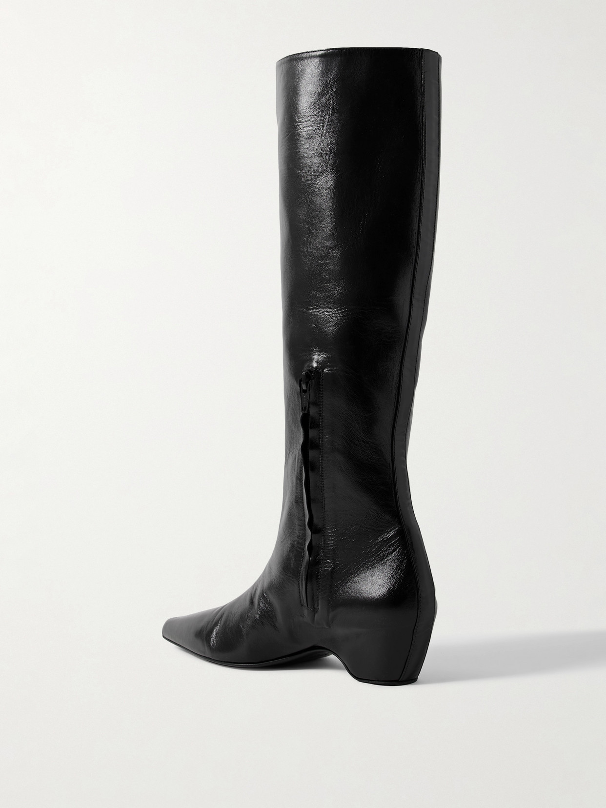 Khaite Sybil Glossed-leather Knee Boots In Black