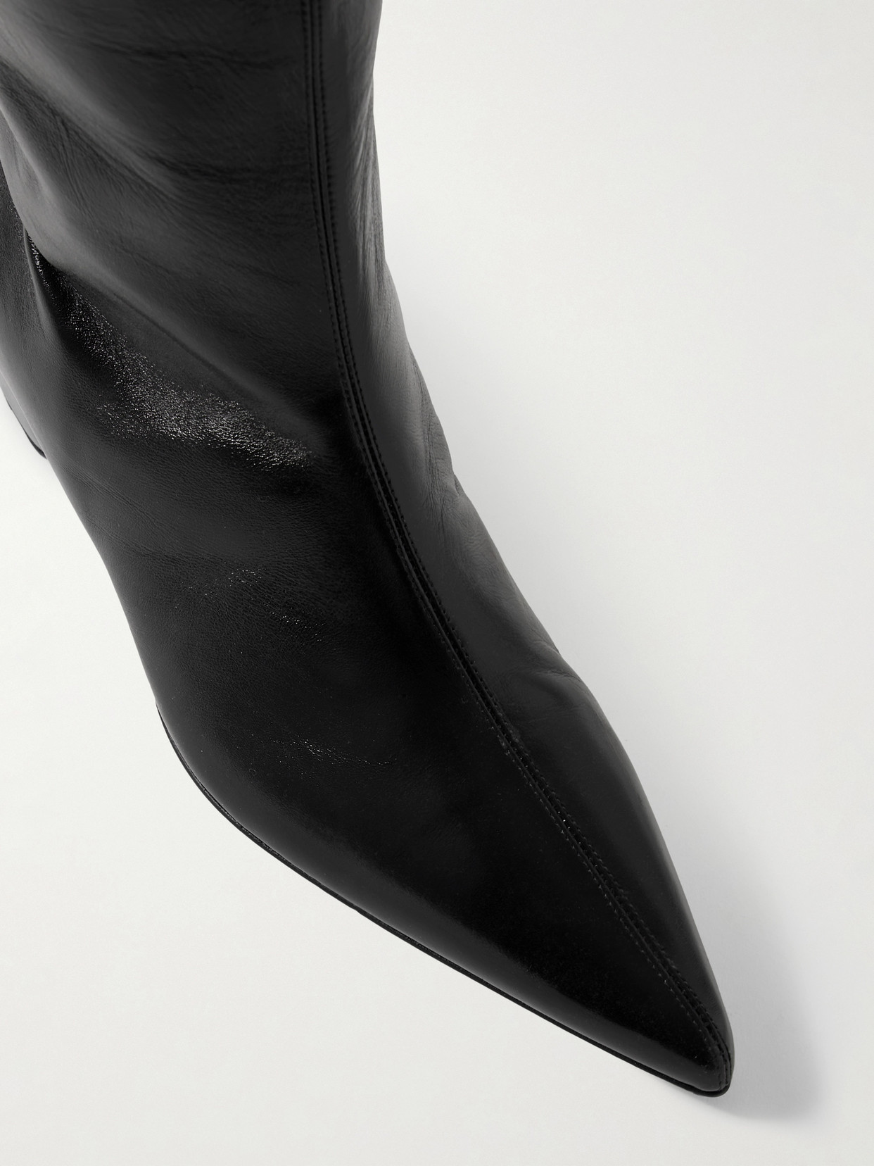 Khaite Sybil Glossed-leather Knee Boots In Black