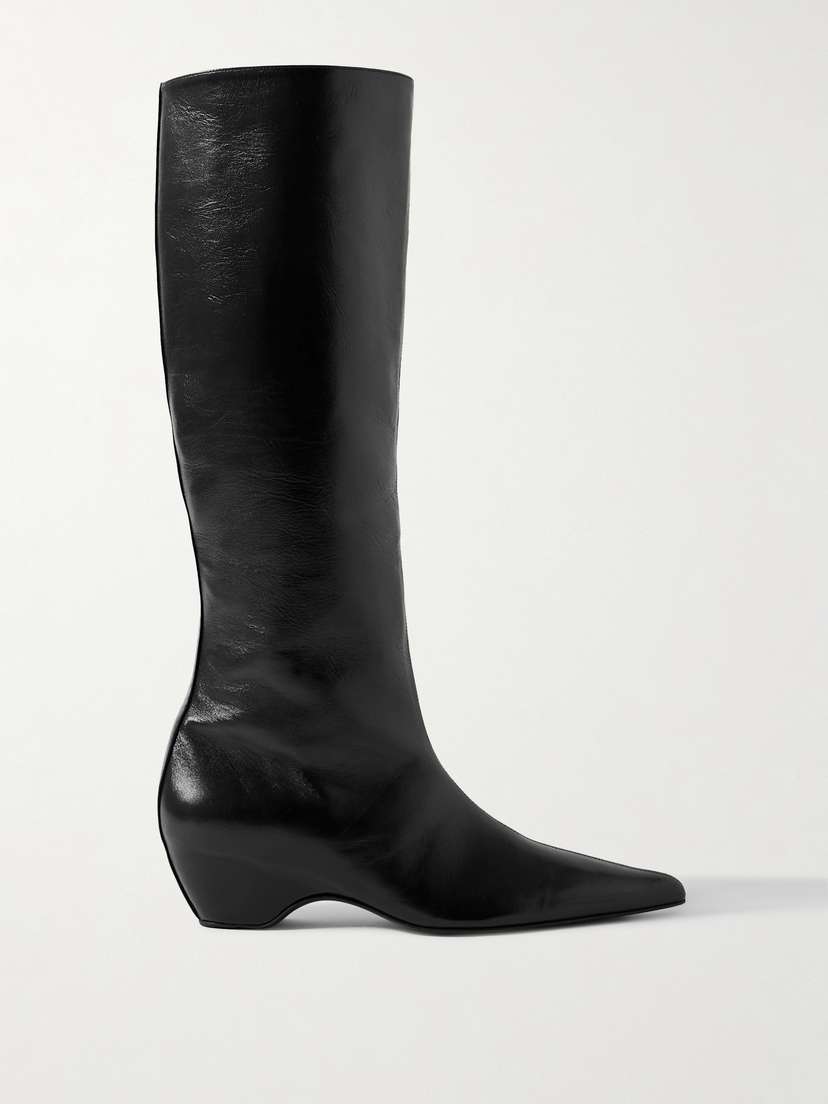Khaite — Sybil glossed-leather knee boots