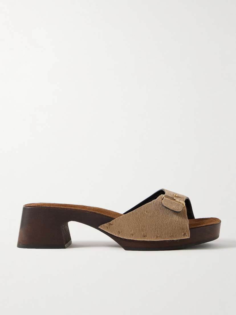 Khaite — Britt buckled calf hair mules