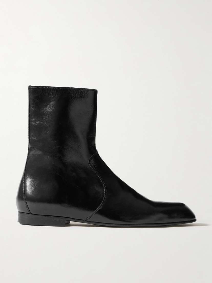 Khaite Colt Glossed-leather Ankle Boots