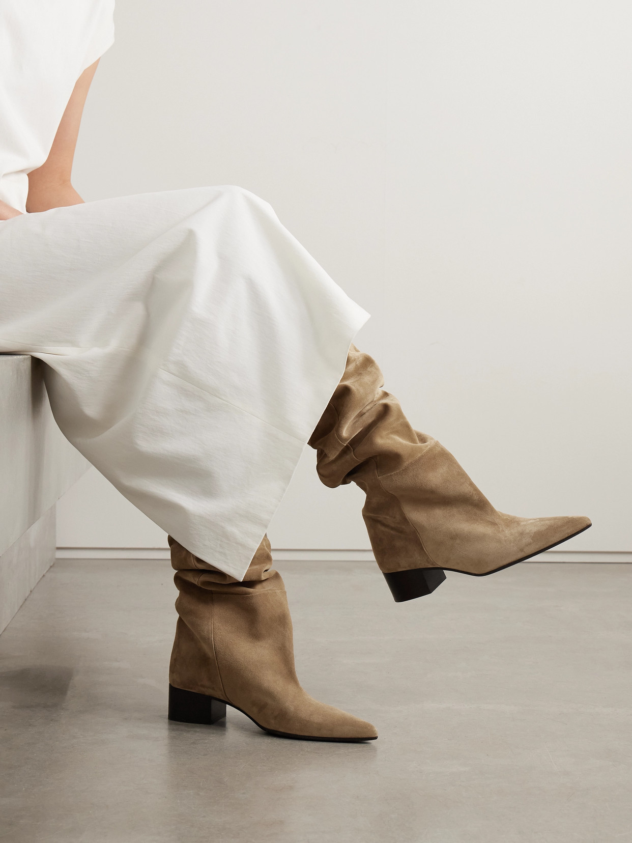 Khaite Andee Suede Over-the-knee Boots In Brown