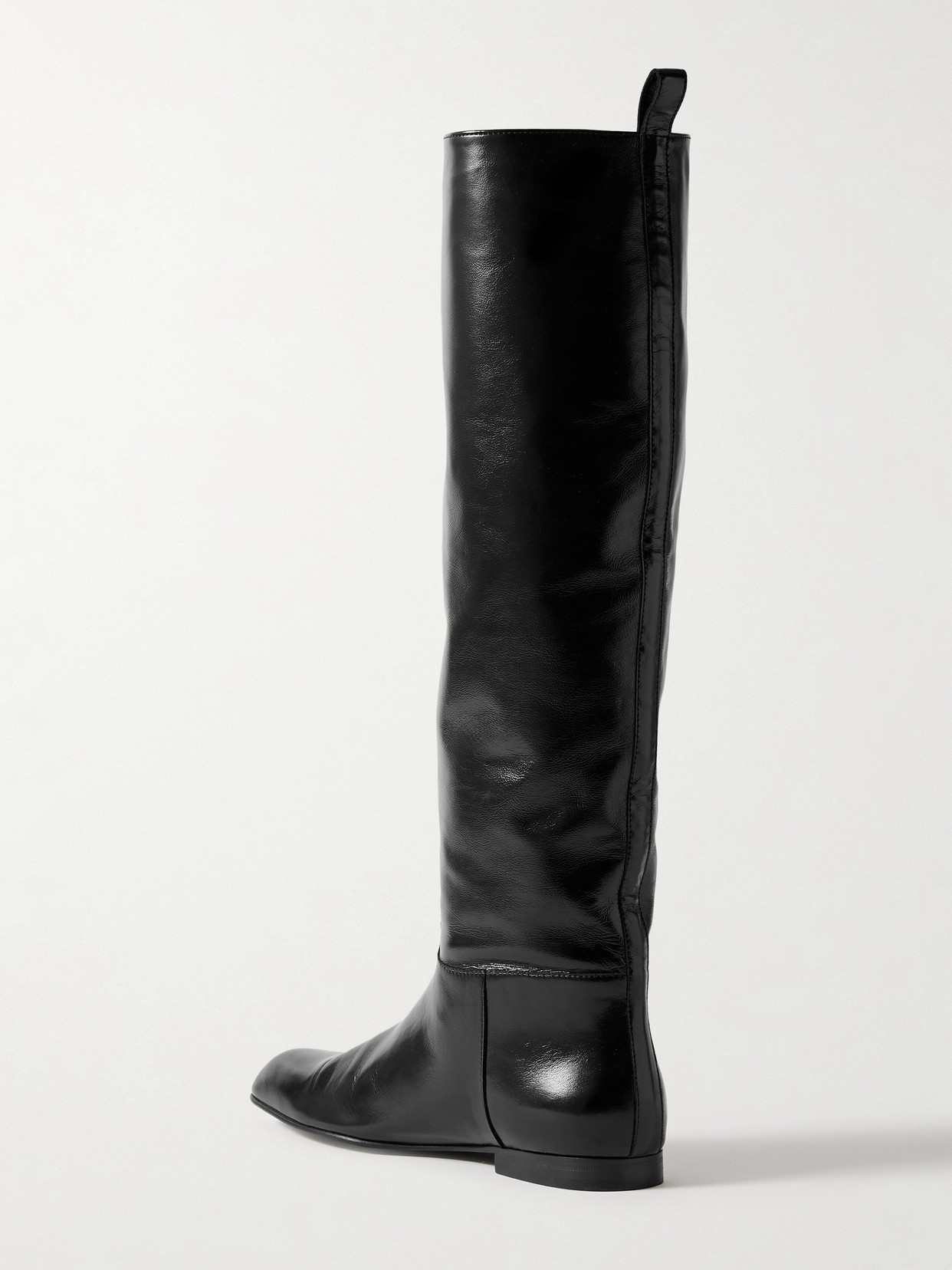 Khaite Colt Glossed-leather Knee Boots In Black