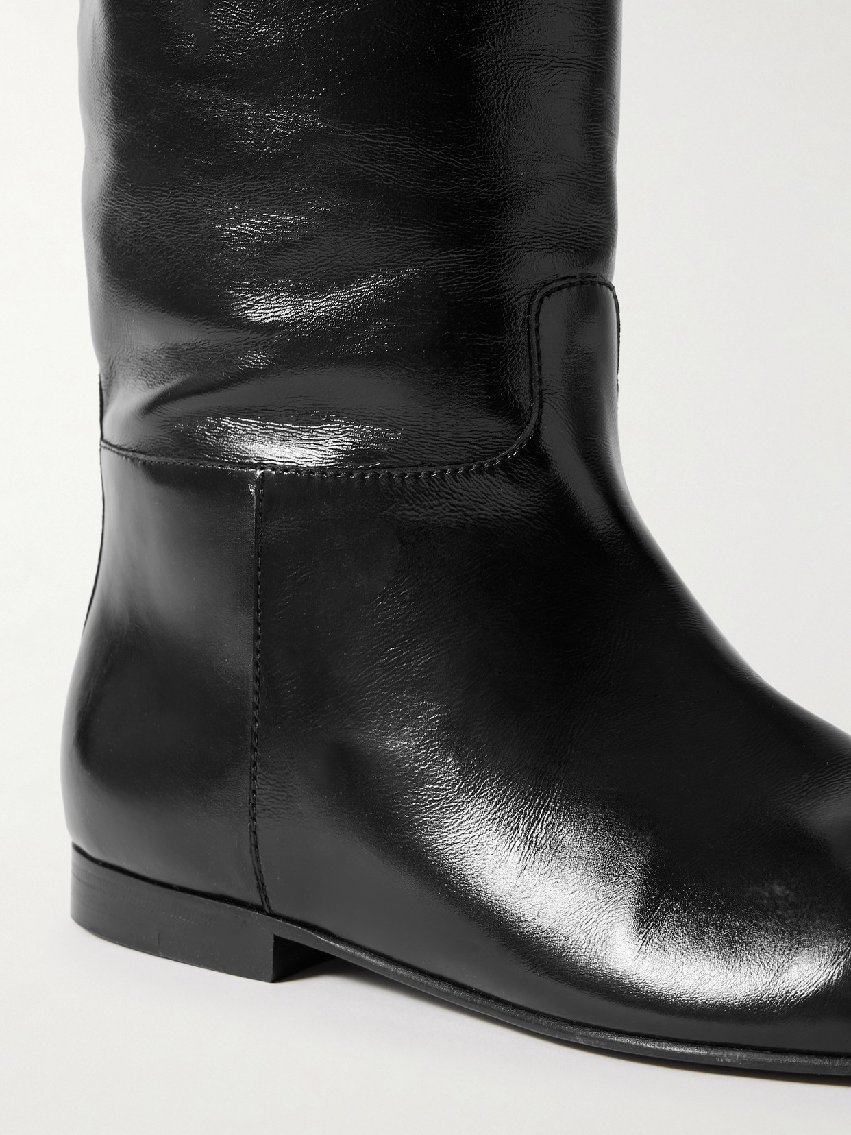 Khaite Colt Glossed-leather Knee Boots In Black