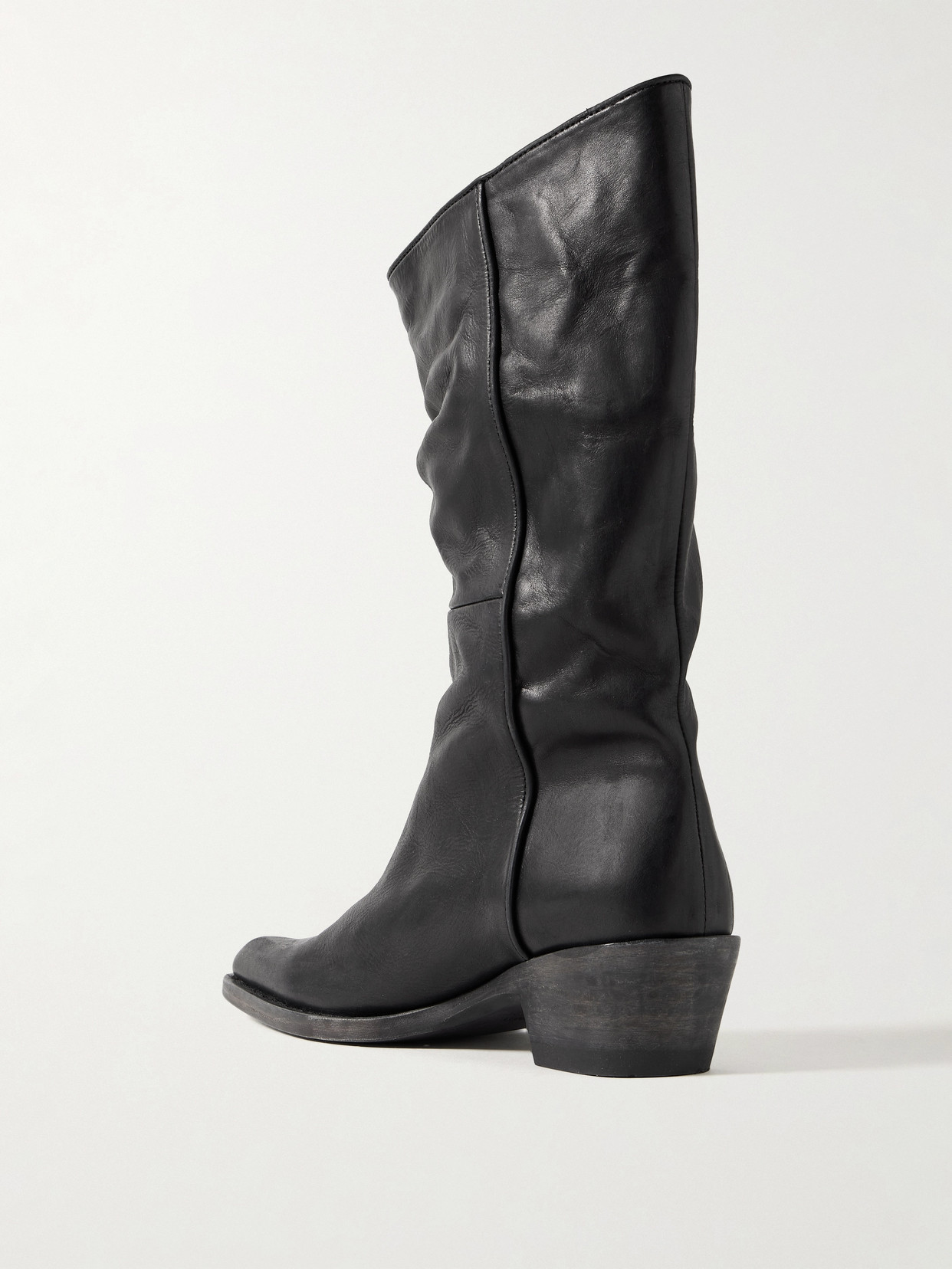 Khaite 45mm Leather Pointed-toe Boots In Black