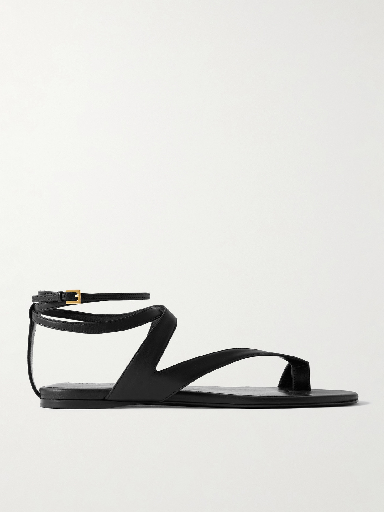 Khaite Aimee Leather Sandals In Black