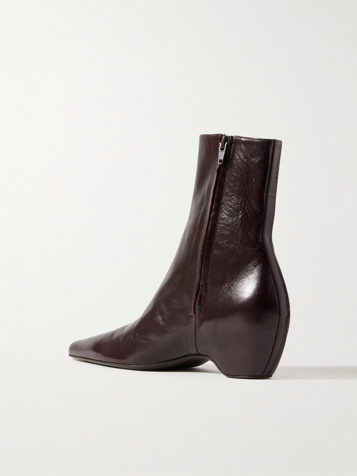 Khaite Sybil Leather Ankle Boots In Burgundy