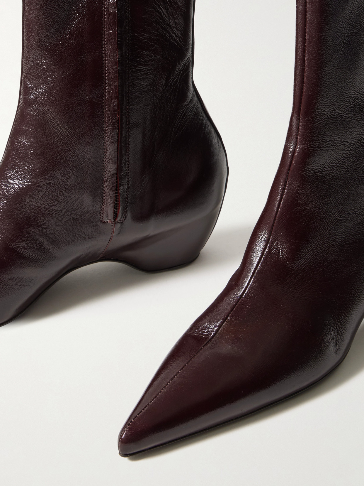Khaite Sybil Leather Ankle Boots In Burgundy