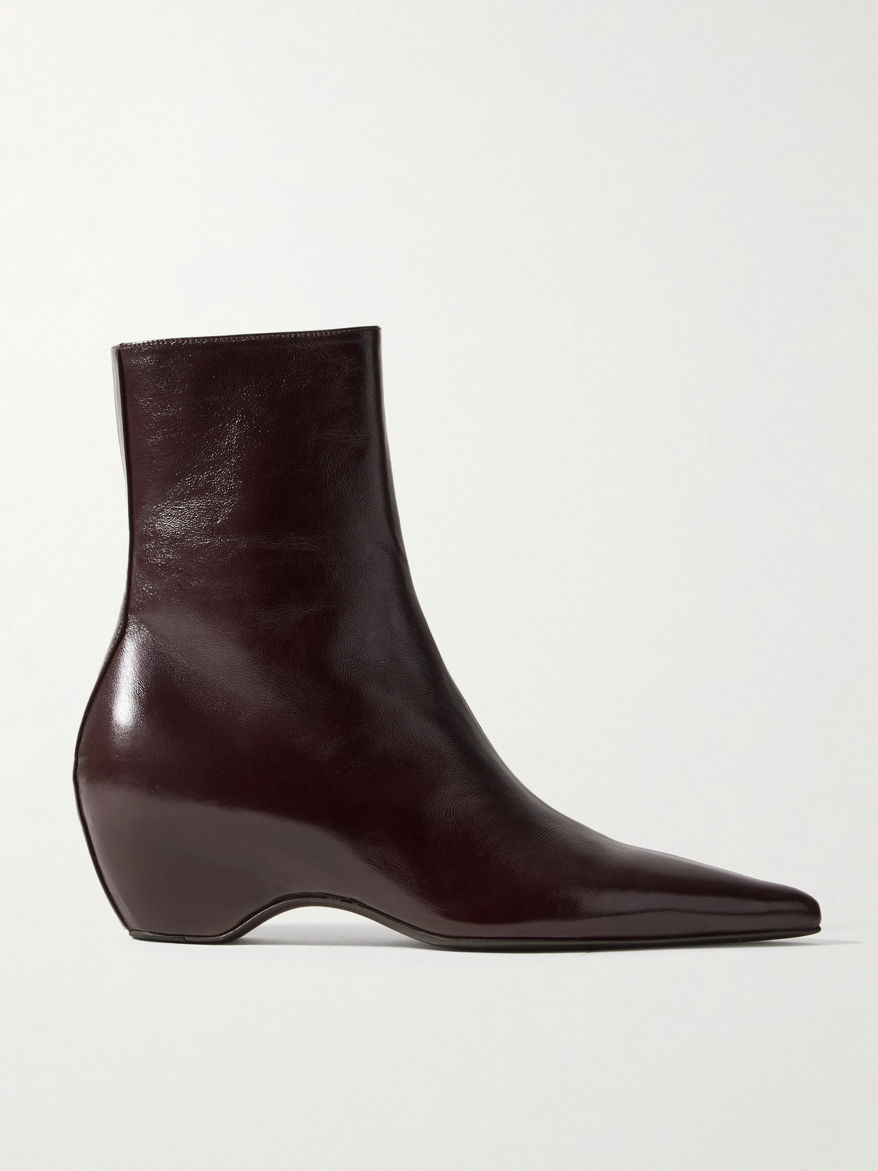 Khaite Sybil Leather Ankle Boots In Burgundy