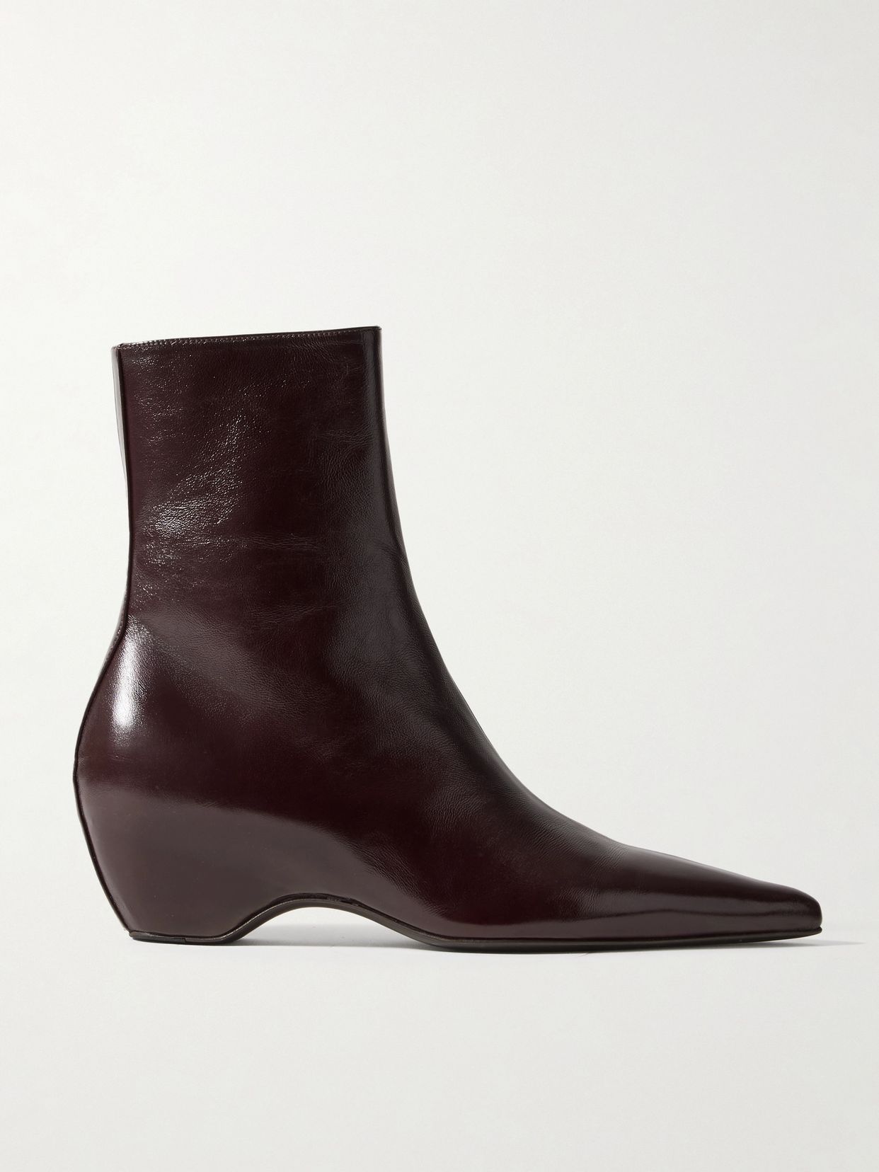 Sybil Glossed Leather Ankle Boots