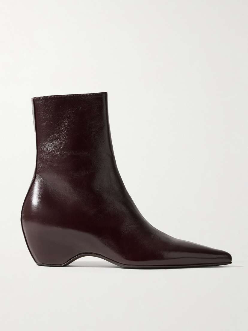 Khaite Sybil Glossed-leather Ankle Boots