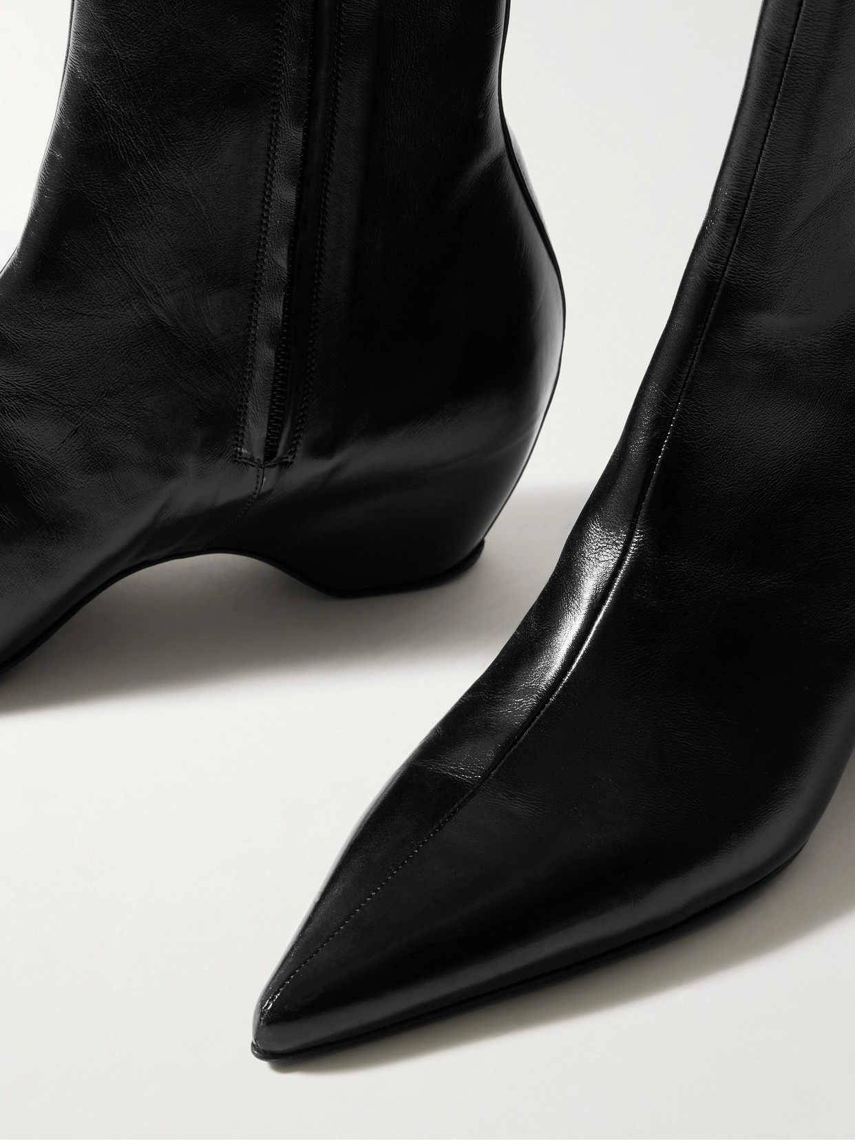 Khaite Arizona Pointed-toe Calf Leather Ankle Boots In Black