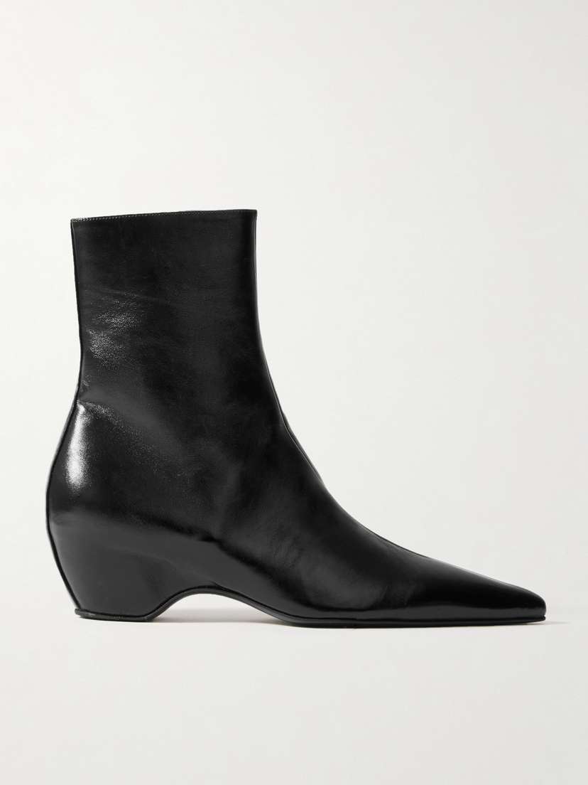 Khaite Sybil Glossed-leather Ankle Boots