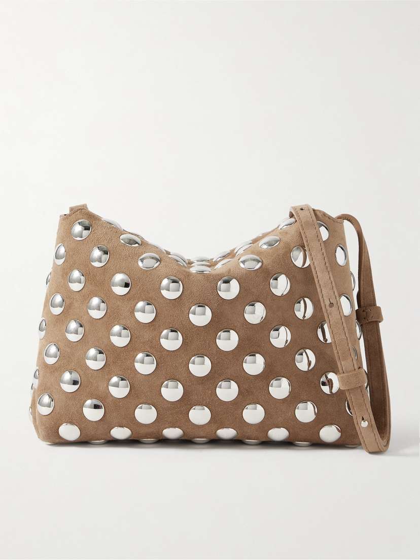 Khaite Lina Medium Studded Suede Shoulder Bag