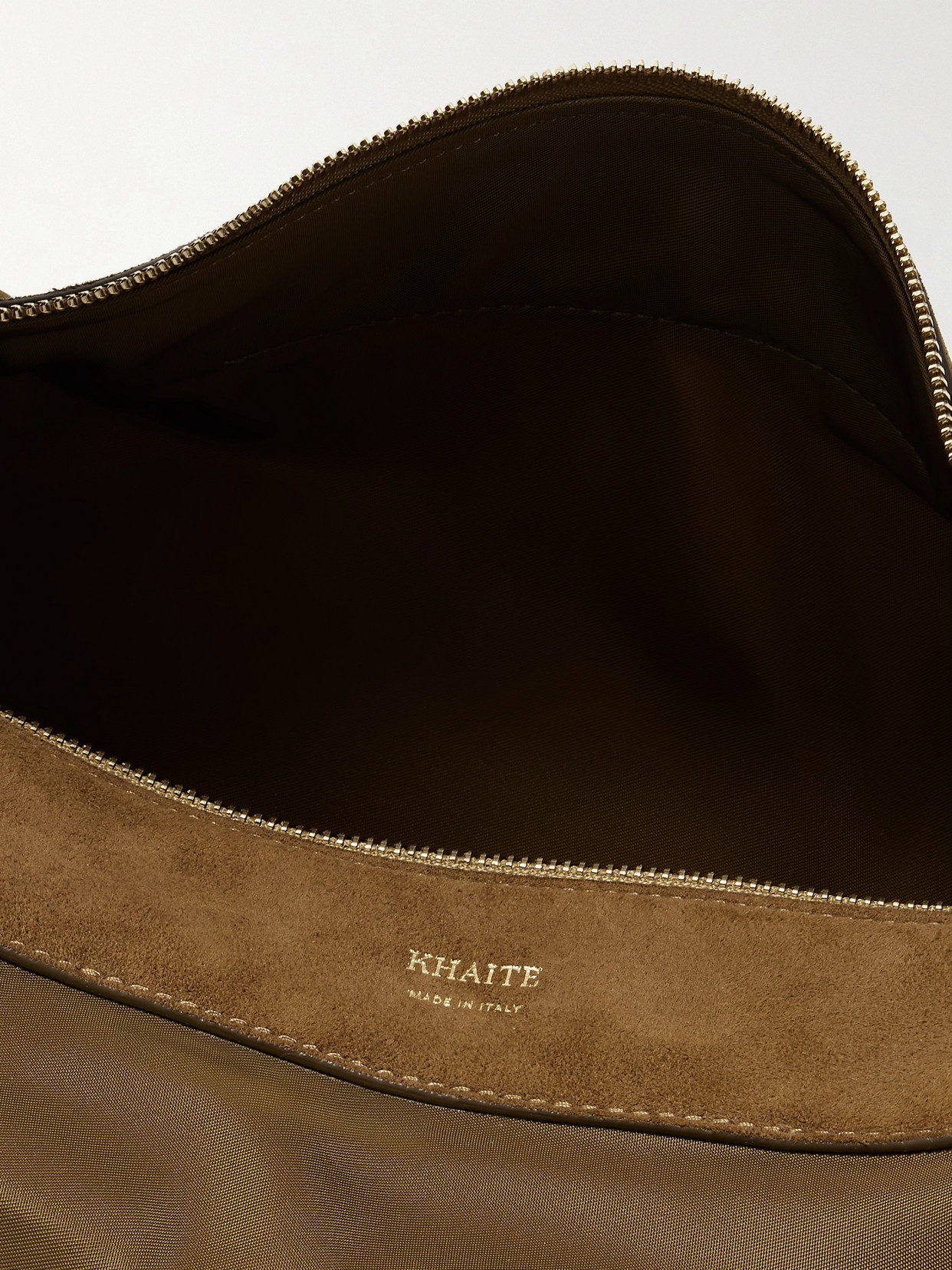 Khaite Olivia Sport Medium Suede-trimmed Shell Shoulder Bag