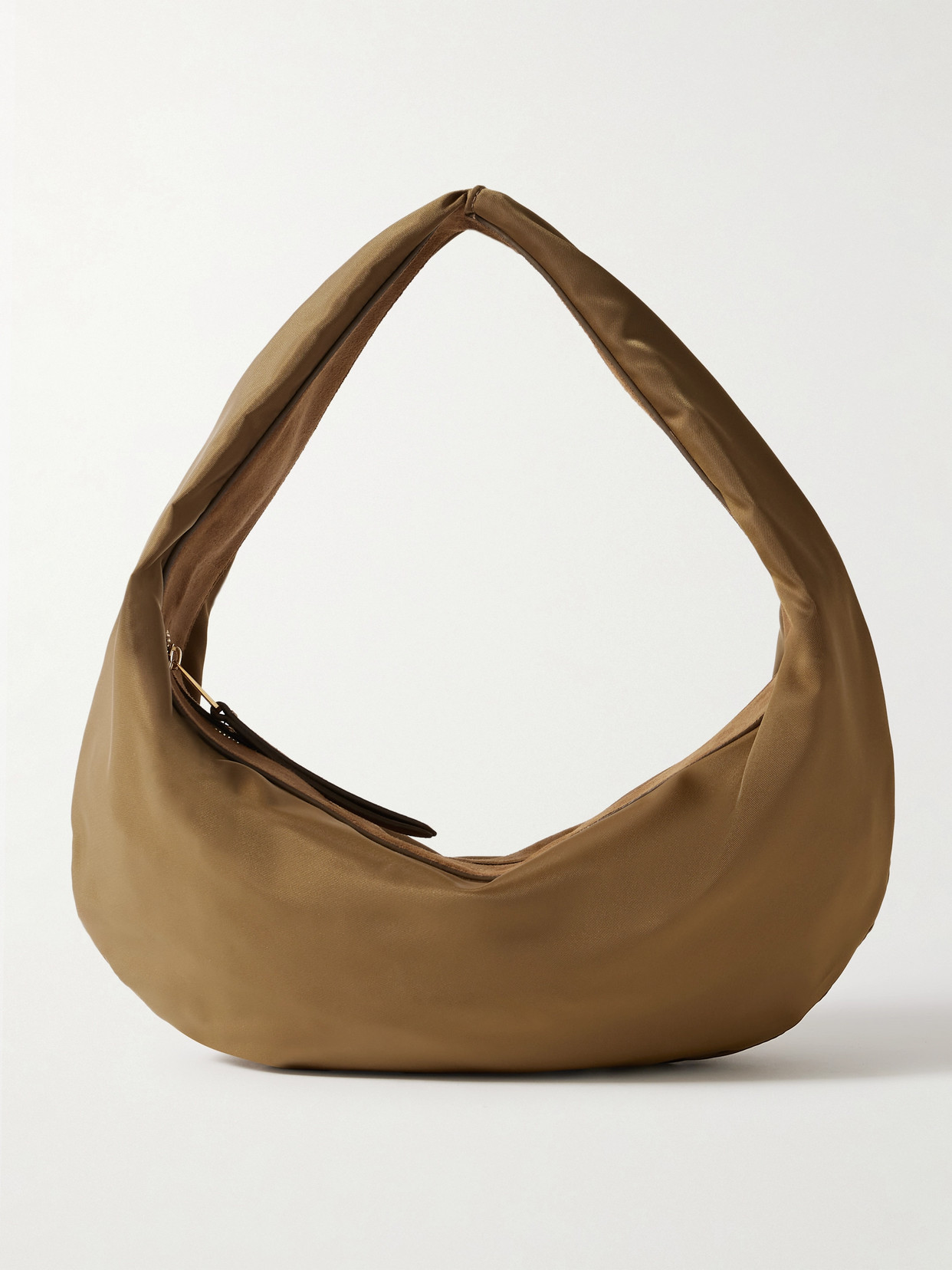 Khaite Olivia Sport Medium Suede-trimmed Shell Shoulder Bag
