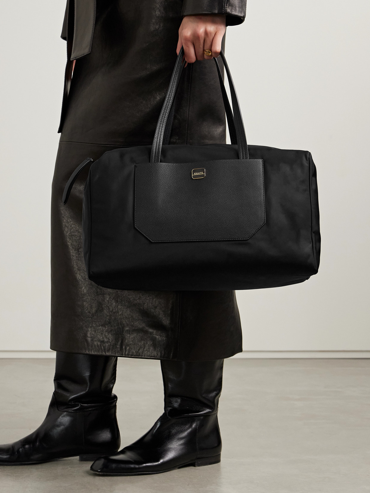 Khaite Sage Textured Leather-trimmed Shell Duffle Bag