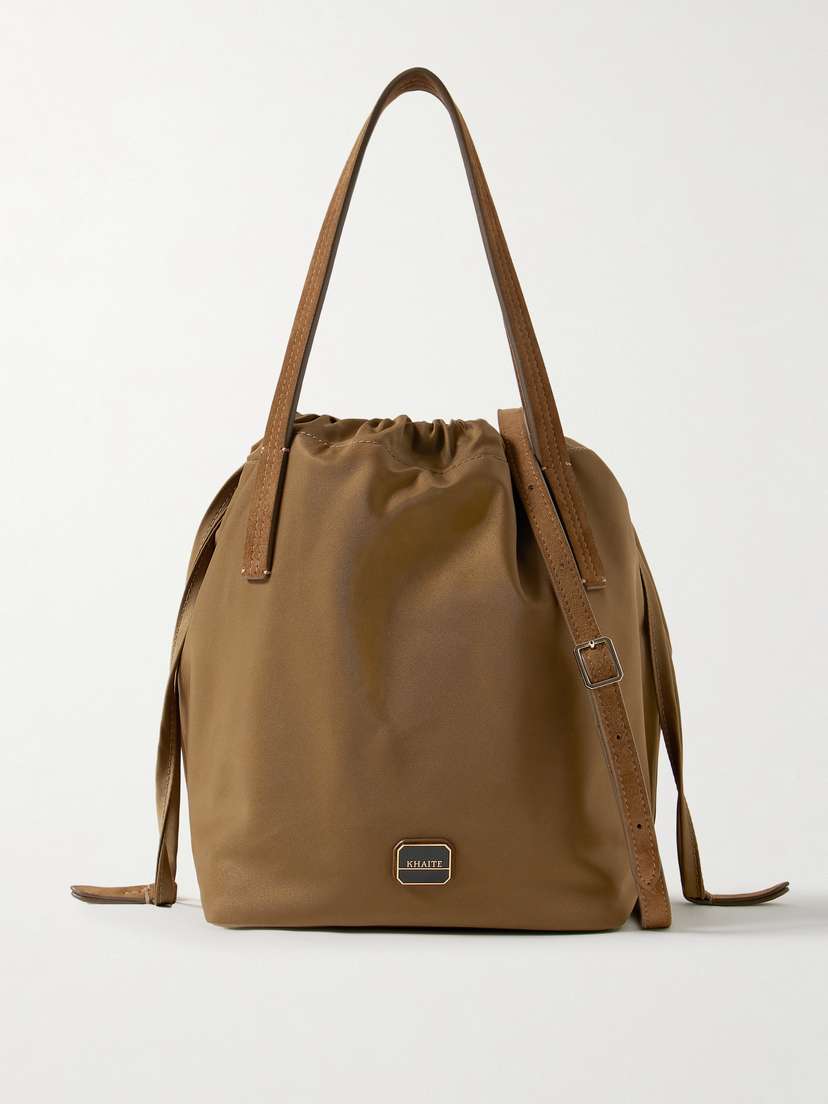 Khaite Rory Suede-trimmed Shell Bucket Bag