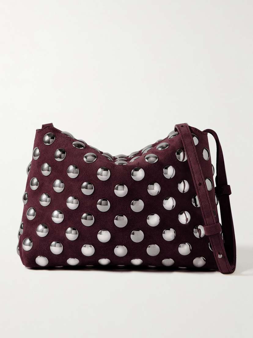 Khaite Lina Medium Studded Suede Shoulder Bag