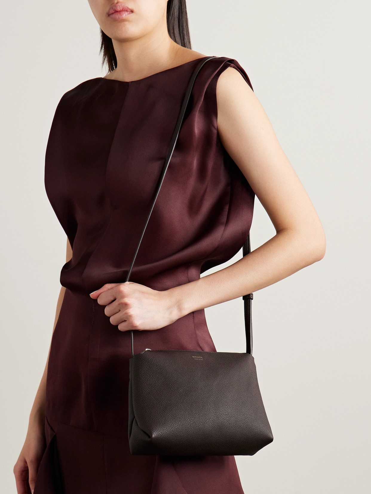 Khaite Lina Medium Textured-leather Shoulder Bag