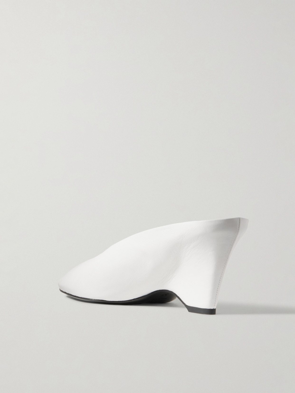 Khaite Cloak 75 Leather Peep-toe Wedge Mules In White