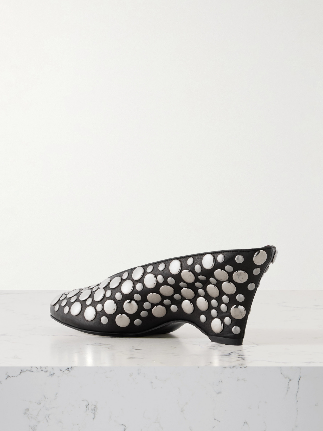Khaite 70mm Metallic-studded Heeled Mules In Black