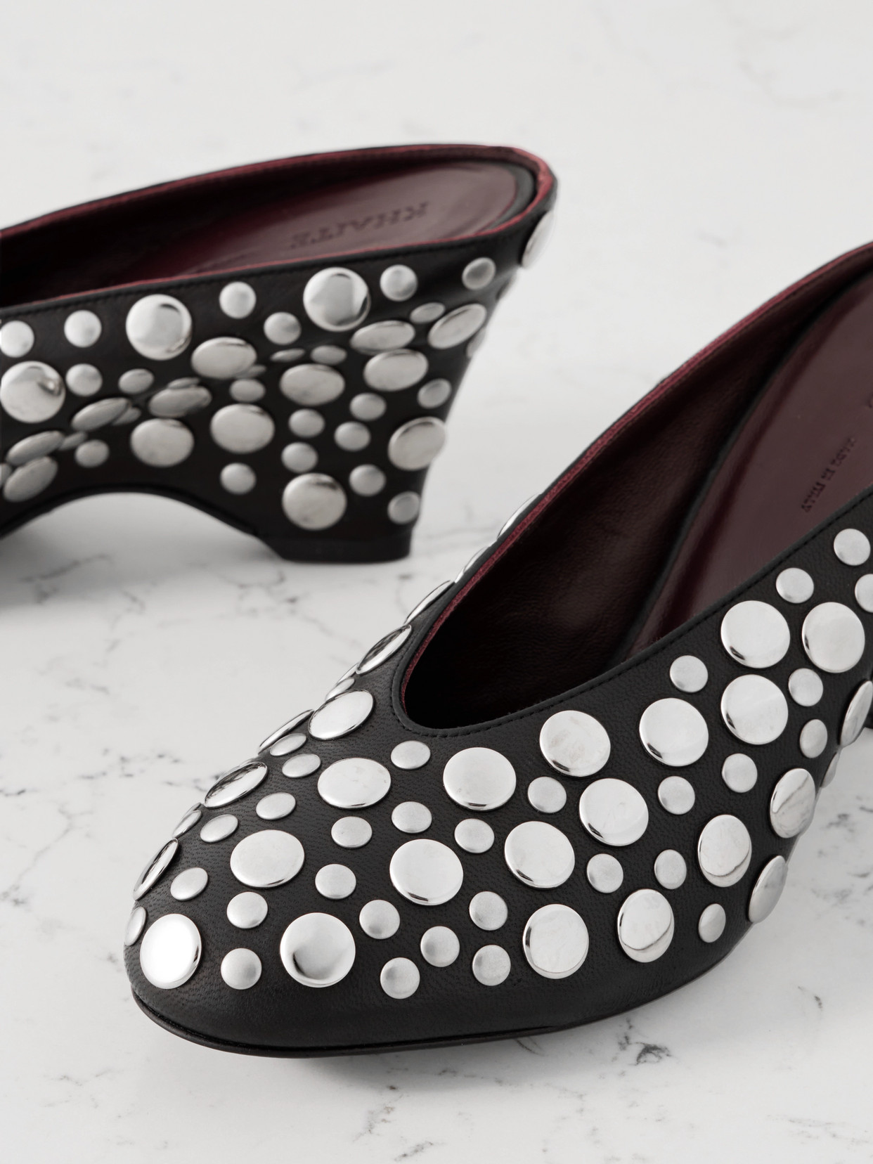 Khaite 70mm Metallic-studded Heeled Mules In Black