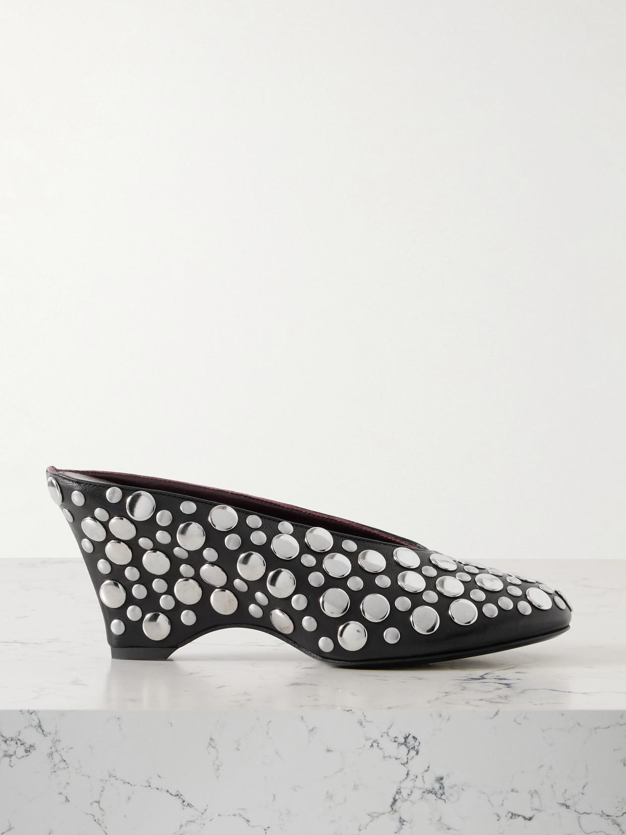 Khaite Cloak Studded Leather Mules In Black