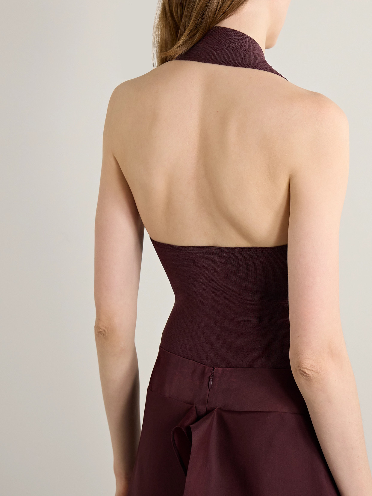 Khaite Toto Stretch-knit Halterneck Bodysuit In Brown