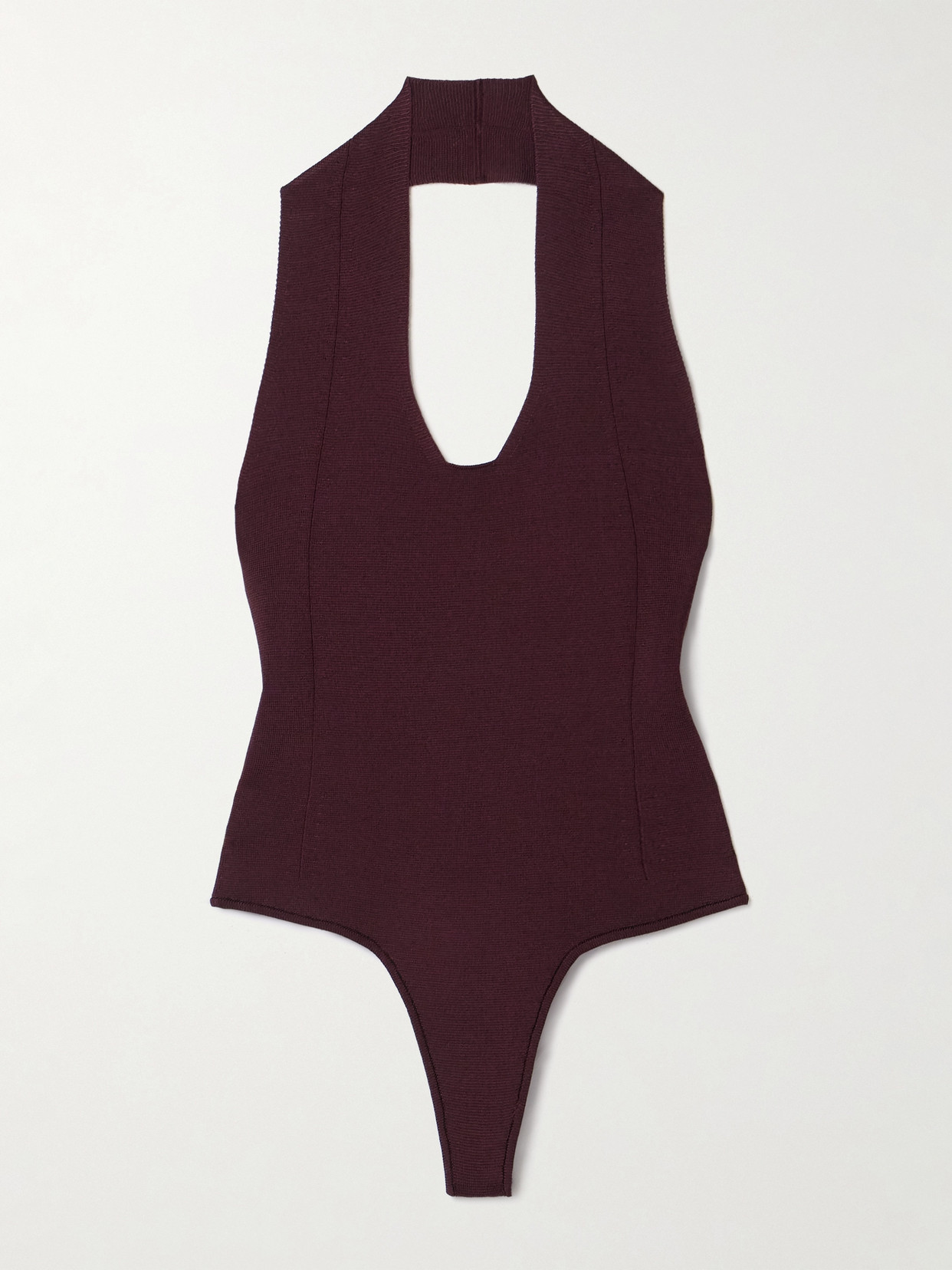 Khaite Toto Stretch-knit Halterneck Bodysuit In Brown