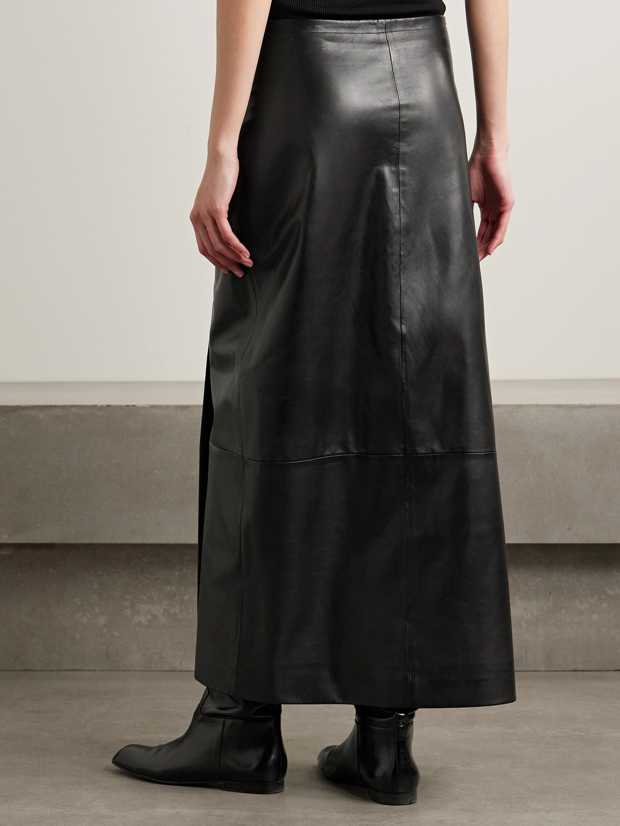 Khaite Quinn Wrap-effect Leather Maxi Skirt In Black