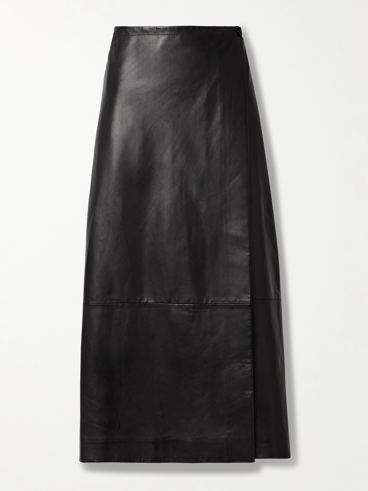 Khaite Quinn Wrap-effect Leather Maxi Skirt In Black