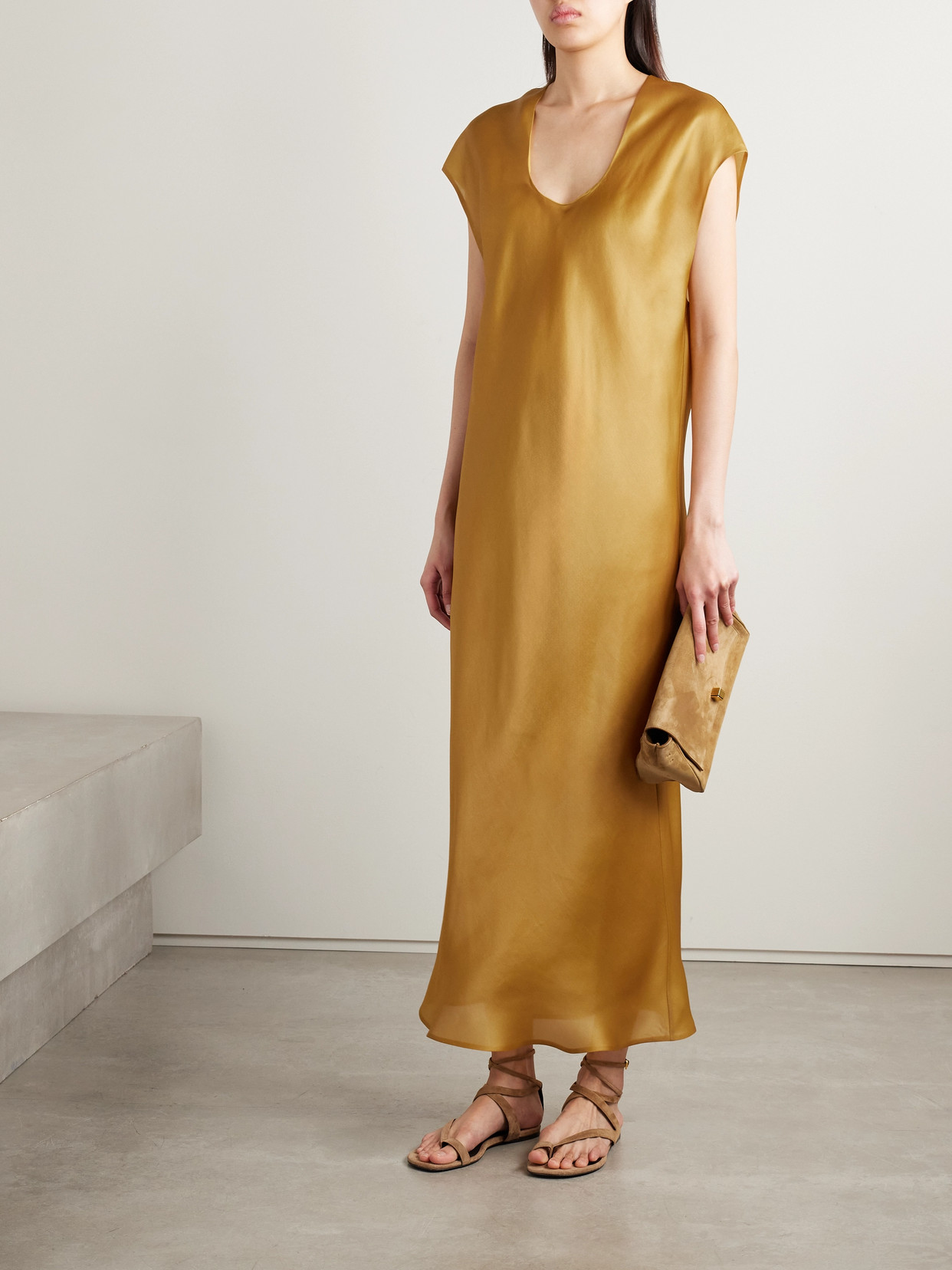 Khaite Darby Cap-sleeve Bias Silk Maxi Dress