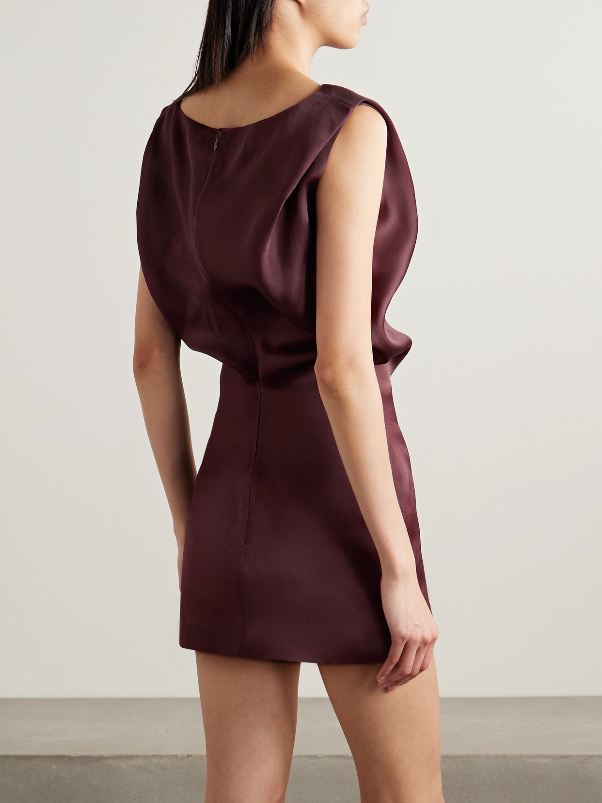 Khaite Toma Sleeveless Silk Mini Dress In Burgundy