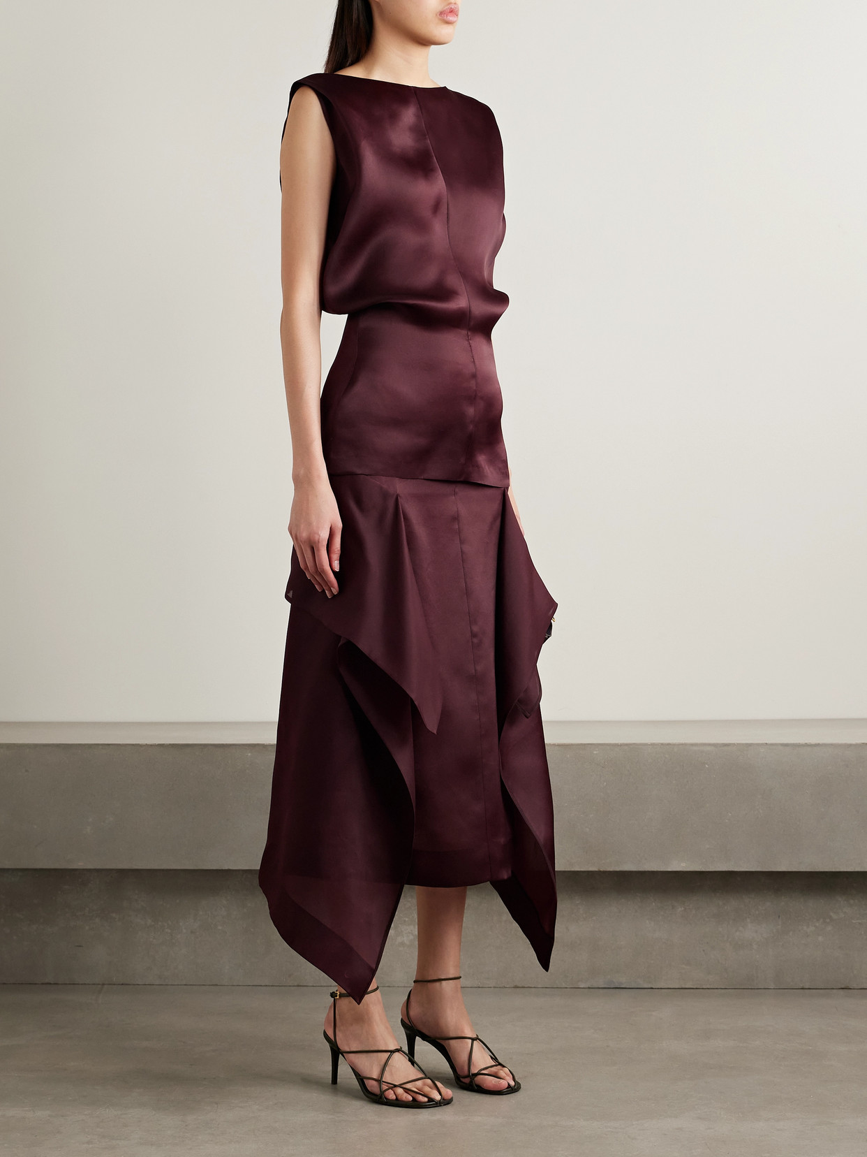Khaite Toma Sleeveless Silk Mini Dress In Burgundy