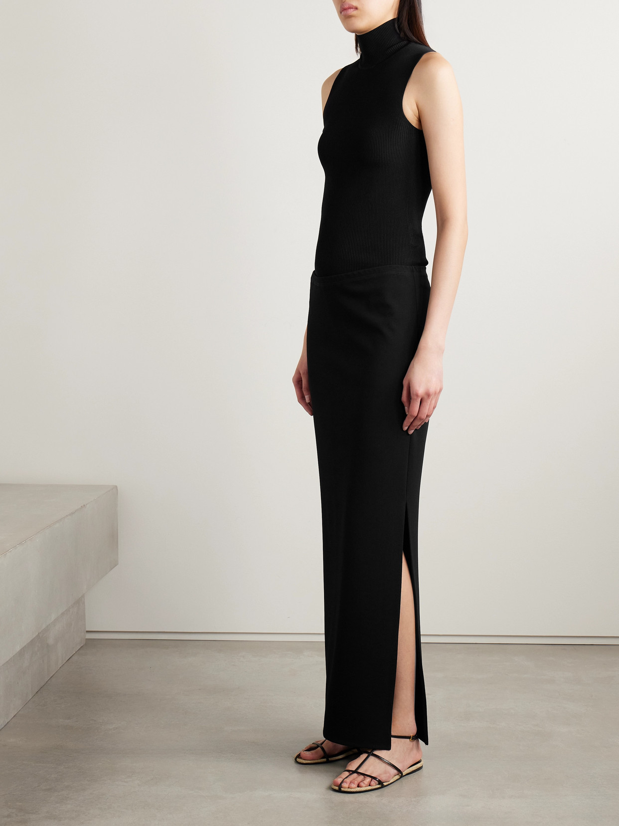 Khaite Lilth Crepe-jersey Maxi Skirt In Black