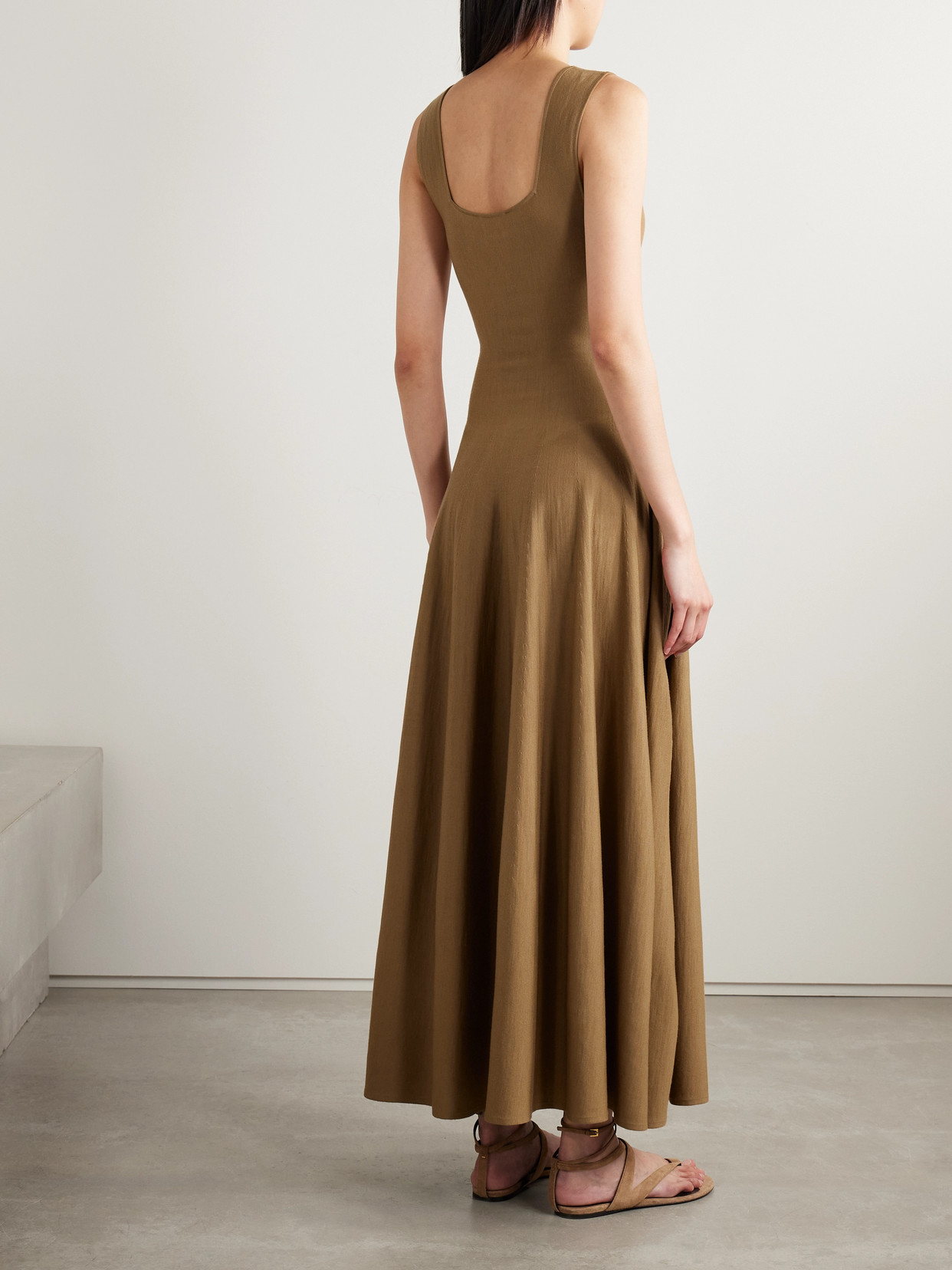 Khaite Jodie Pleated Wool Midi Dress