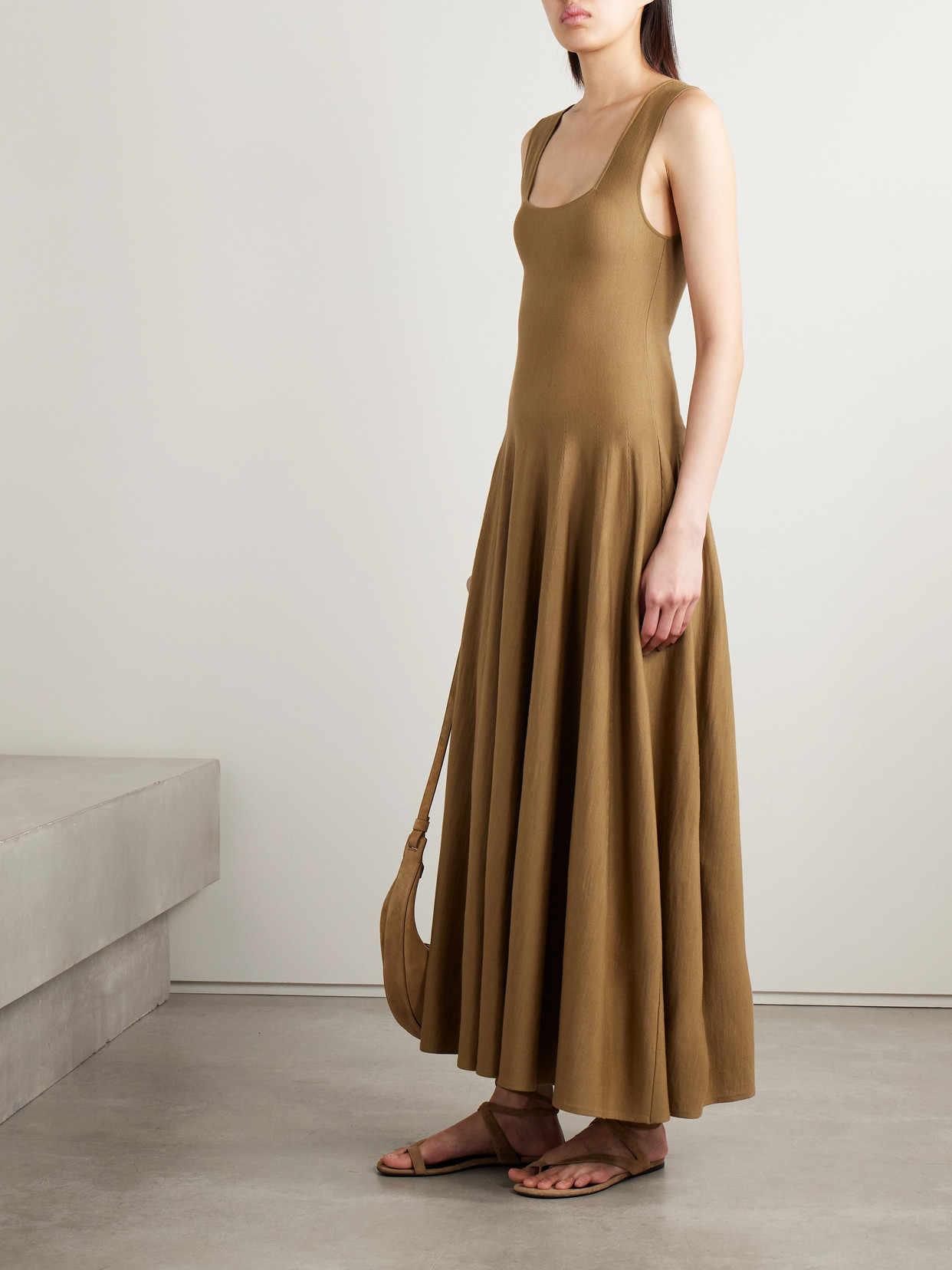 Khaite Jodie Pleated Wool Midi Dress