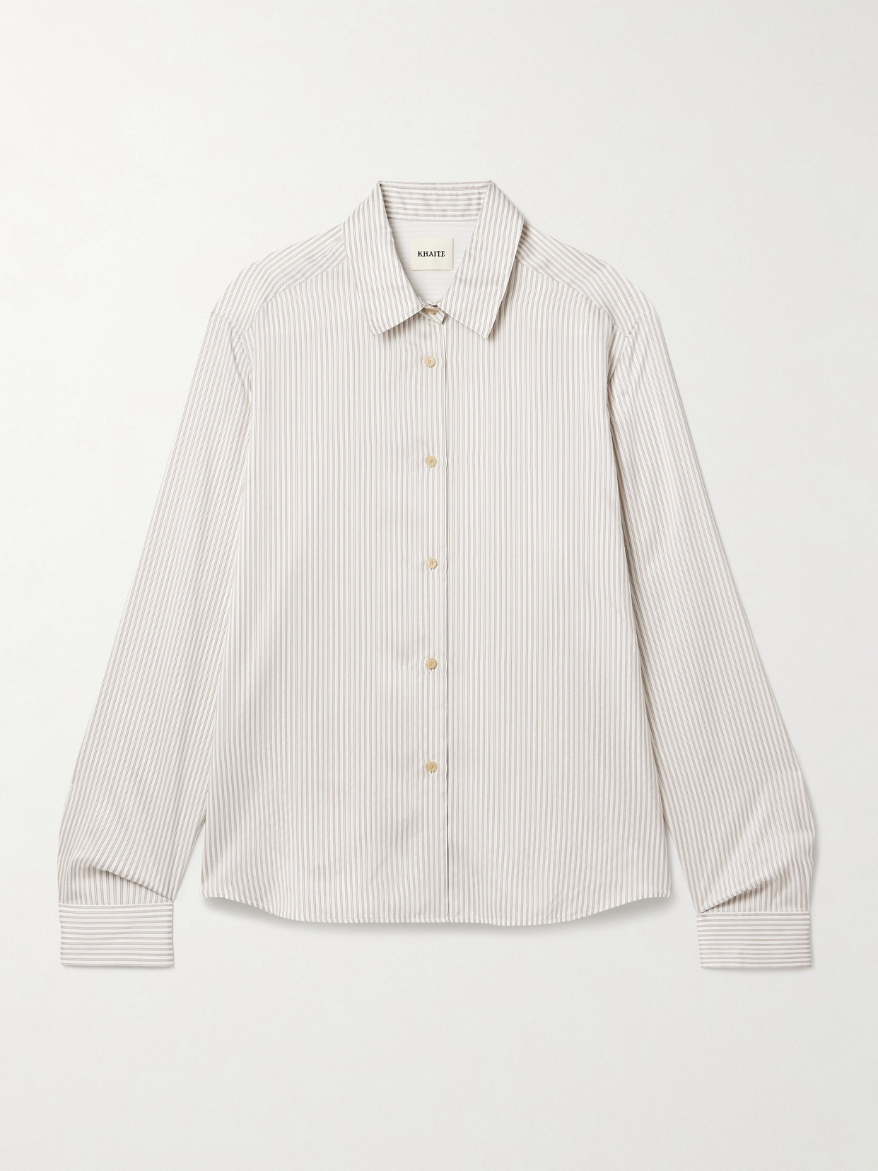 Khaite Argo Striped Silk Shirt In White