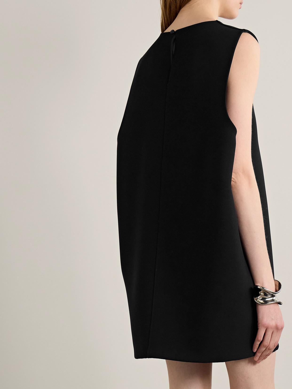 Khaite Nyona Oversized Crepe Mini Dress In Black