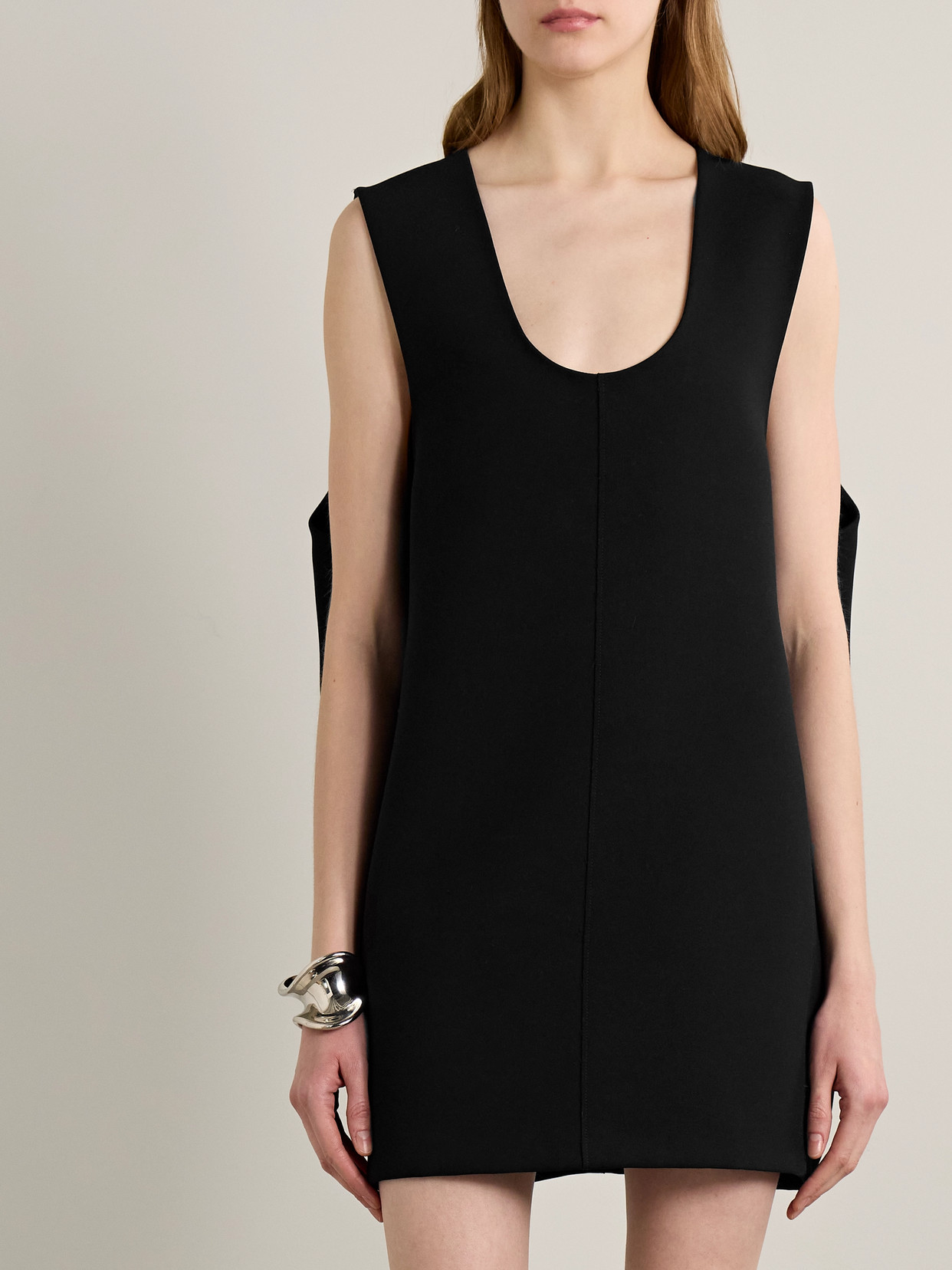 Khaite Nyona Oversized Crepe Mini Dress In Black