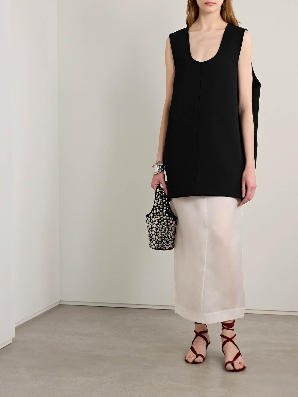 Khaite Nyona Oversized Crepe Mini Dress In Black