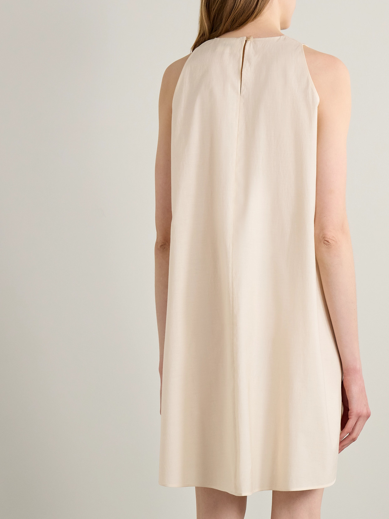 Khaite Clay Cotton-blend Poplin Mini Dress In Neutral