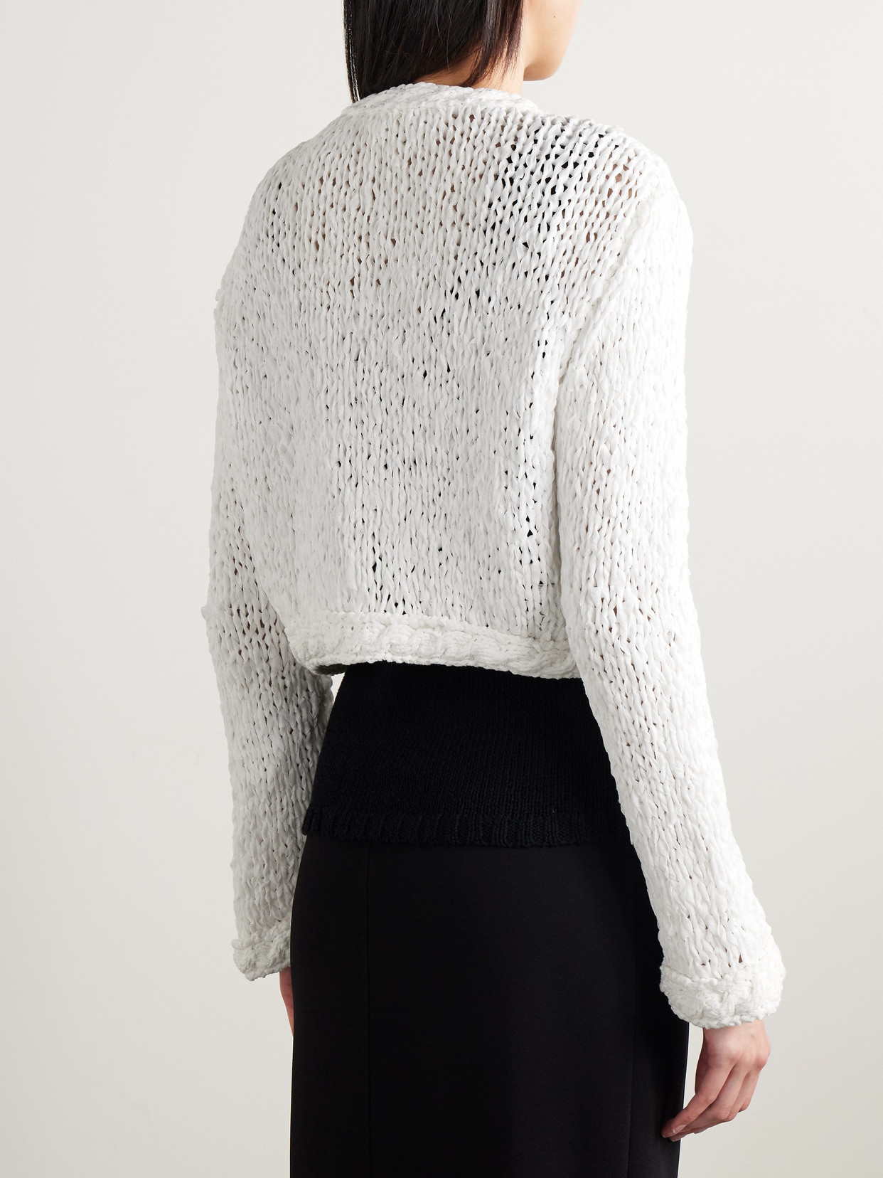 Khaite Genevieve Cropped Open-knit Cotton-blend Cardigan