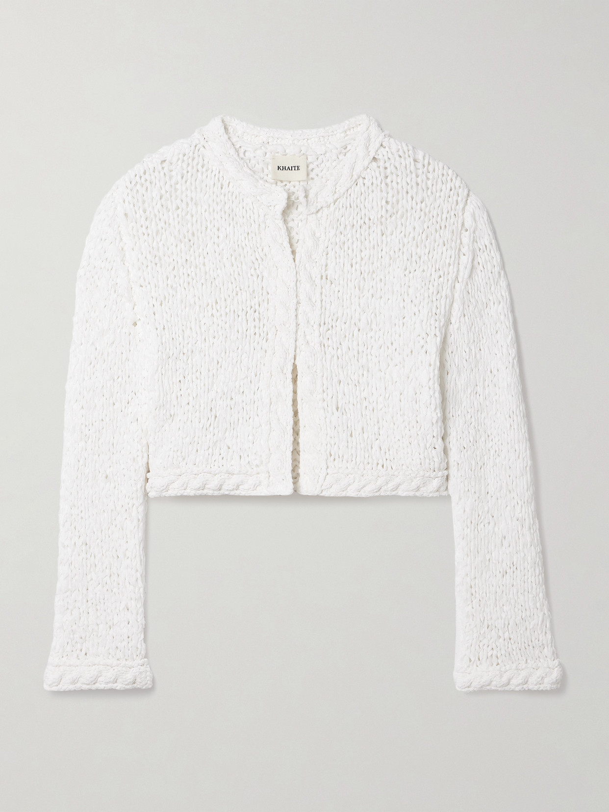 Khaite Genevieve Cropped Open-knit Cotton-blend Cardigan
